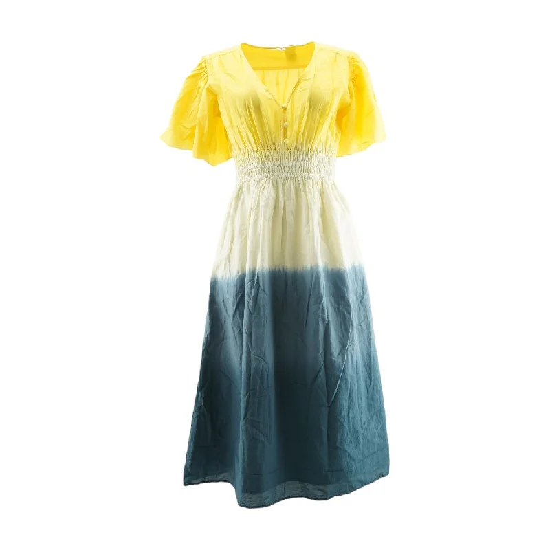 Yellow Tie Dye Maxi Dress Trendy Ruffled Maxi Dress