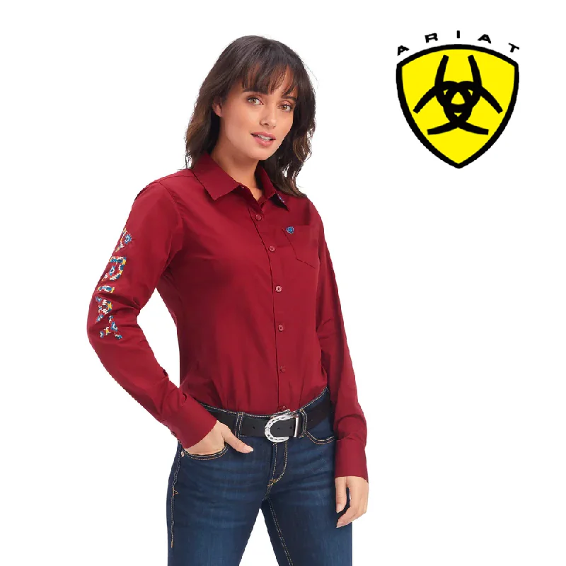 ARIAT Women's Team Kirby Stretch Shirt 10041434 Hooded Caped Shawl Collar