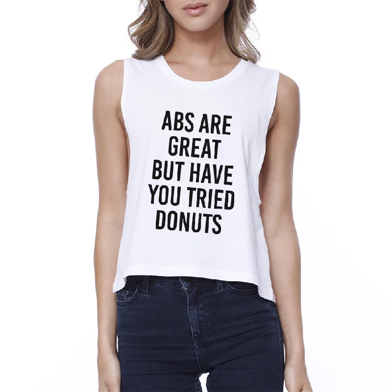 Abs Great But Womens White Sleeveless Crop Tee Funny Workout Top Houndstooth Herringbone Solid Abs Great But Womens White Sleeveless Crop Tee Funny Workout Top Houndstooth Herringbone Solid