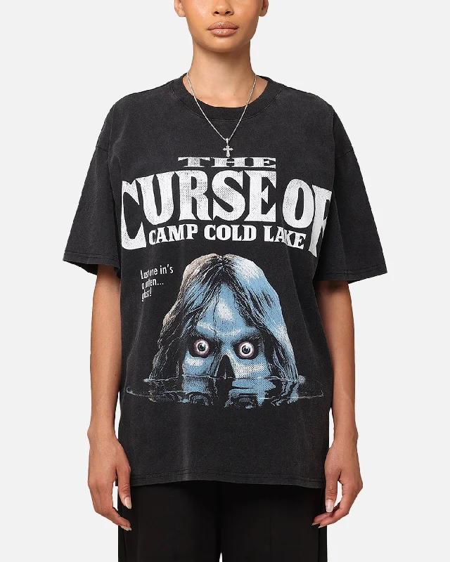 American Thrift X Goosebumps Cold Lake Heavy T-Shirt Vintage Black Striped Floral Plaid American Thrift X Goosebumps Cold Lake Heavy T-Shirt Vintage Black Striped Floral Plaid