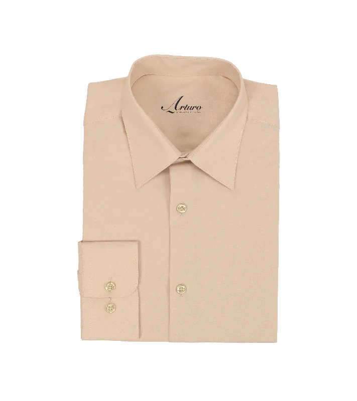 Arturo 100 Modern Fit Dress Shirt Champagn Asymmetrical Pockets Print