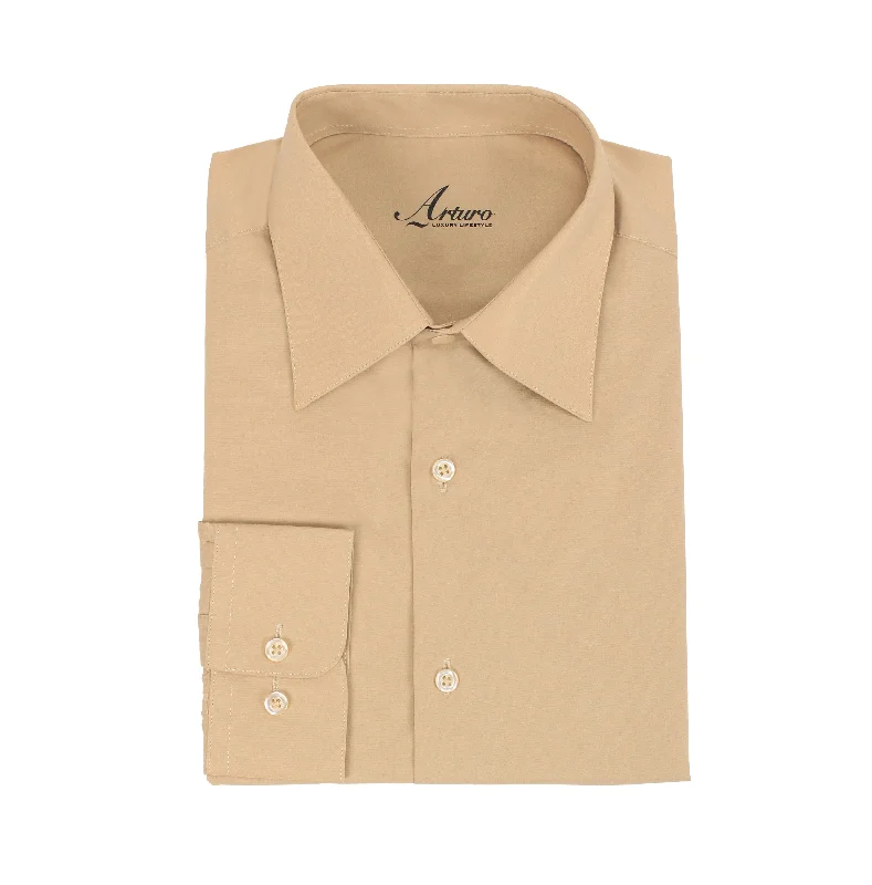 Arturo 100 Modern Fit Dress Shirt Tan Jersey Fabric Tulle Fabric Batik Fabric