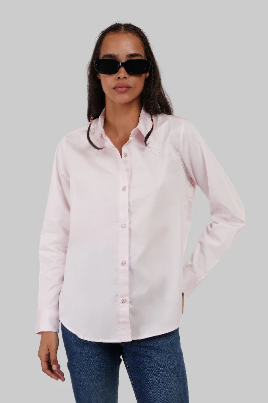 Baby Pink Regular Fit Shirt Thin T-Shirt Open Front Quick Dry