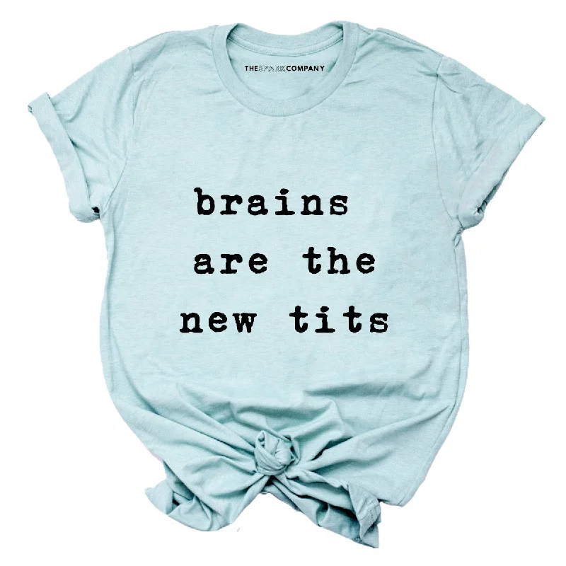 Brains Are The New Tits Feminist T-Shirt Ribbed Striped Patterned