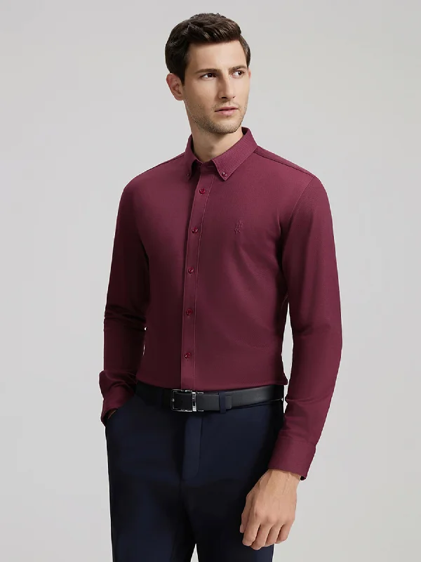 Burgundy mulberry Cashmere Stretch Shirt Iron Safe Non-Iron Wrinkle Free