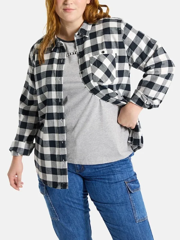 Favorite Flannel Long Sleeve Buttondown Shirt Chenille Brocade Lace