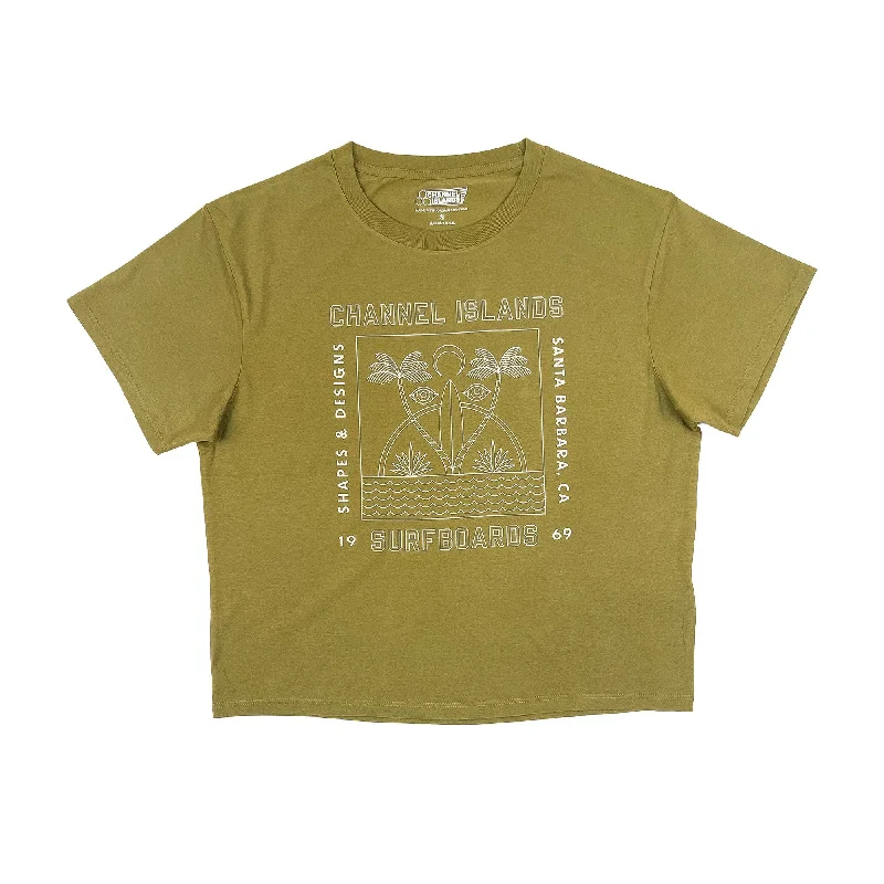 Channel Islands Eyes Women's S/S T-Shirt - Olive Striped Floral Plaid