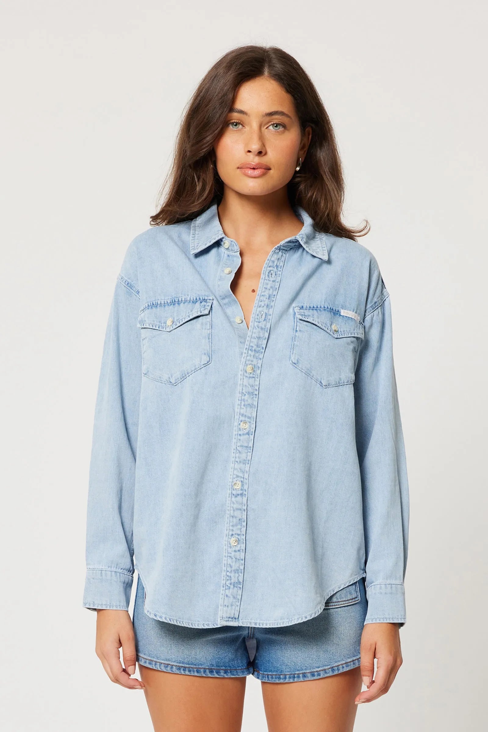 Classic Denim Shirt - California Print Jacquard Patchwork