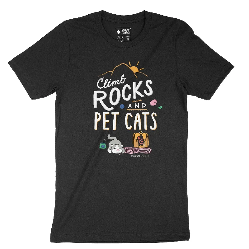 Climb Rocks and Pet Cats — Unisex T-Shirt Spandex Blend Rayon Blend Denim Blend