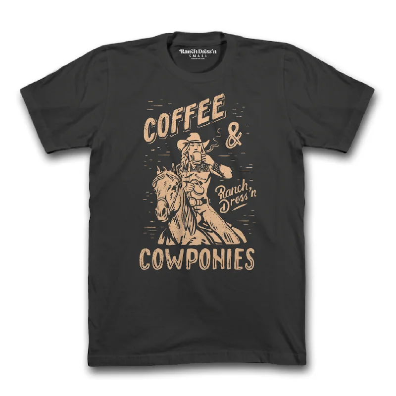 COFFEE & COWPONIES - HEATHER CHARCOAL TEE Lace Blend Ribbed Blend Corduroy Blend
