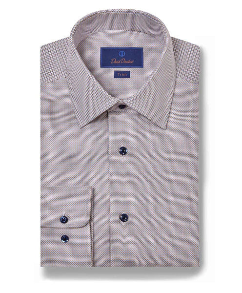 David Donahue Blue & Chocolate Textured Dobby Dress Shirt (Trim Fit) Graphic T-Shirt Round Neck Polyester David Donahue Blue & Chocolate Textured Dobby Dress Shirt (Trim Fit) Graphic T-Shirt Round Neck Polyester