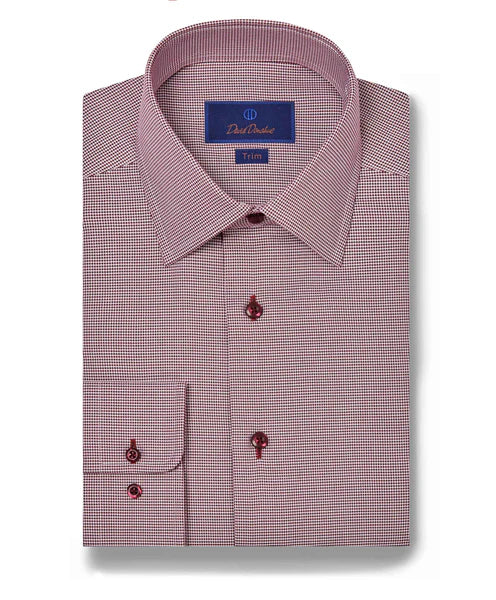 David Donahue Merlot Micro Houndstooth Dress Shirt (Trim Fit) Knit Fabric Woven Fabric Fleece Fabric David Donahue Merlot Micro Houndstooth Dress Shirt (Trim Fit) Knit Fabric Woven Fabric Fleece Fabric