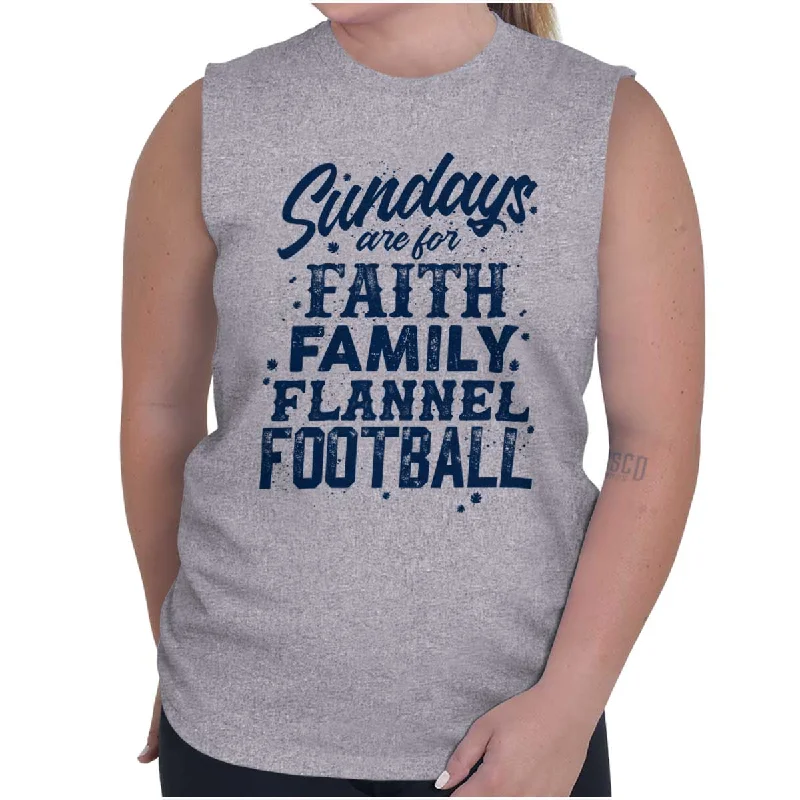 Faith Family Football Sleeveless T Shirt Denim Fabric Leather Fabric Suede Fabric