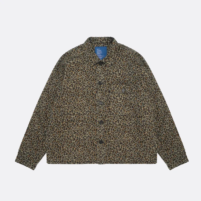 Leopard Print Overshirt Print Jacquard Patchwork