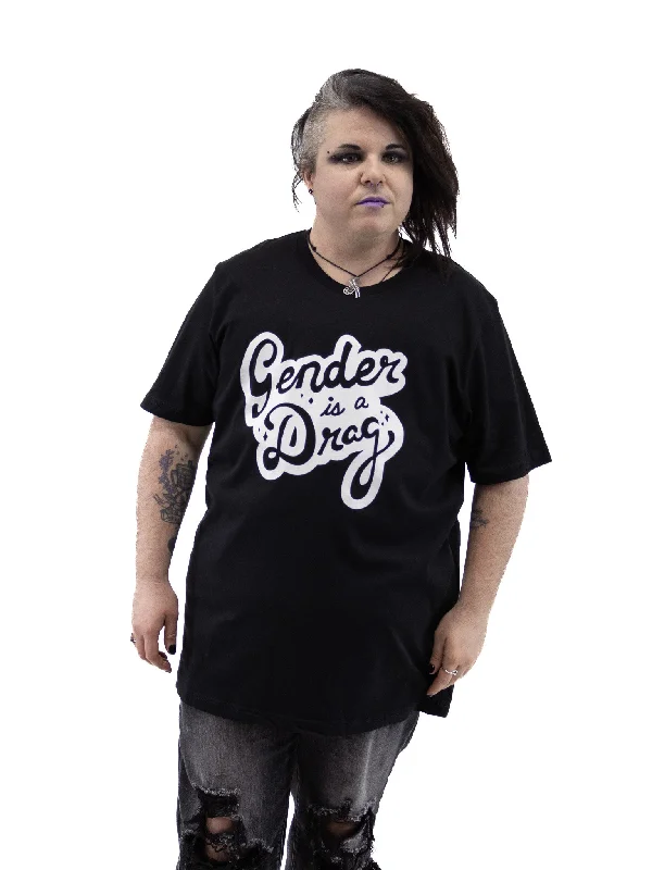 Gender is a Drag T-Shirt SUPPORT THE T Asymmetrical Pockets Print