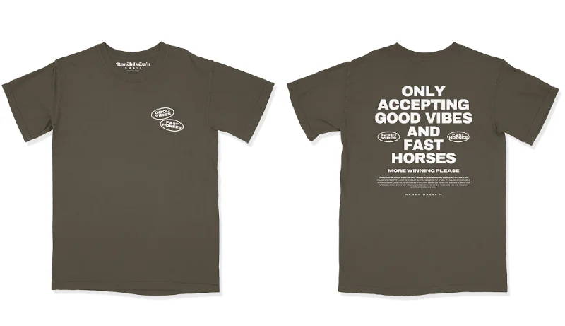 GOOD VIBES FAST HORSES | TEE Striped Floral Plaid