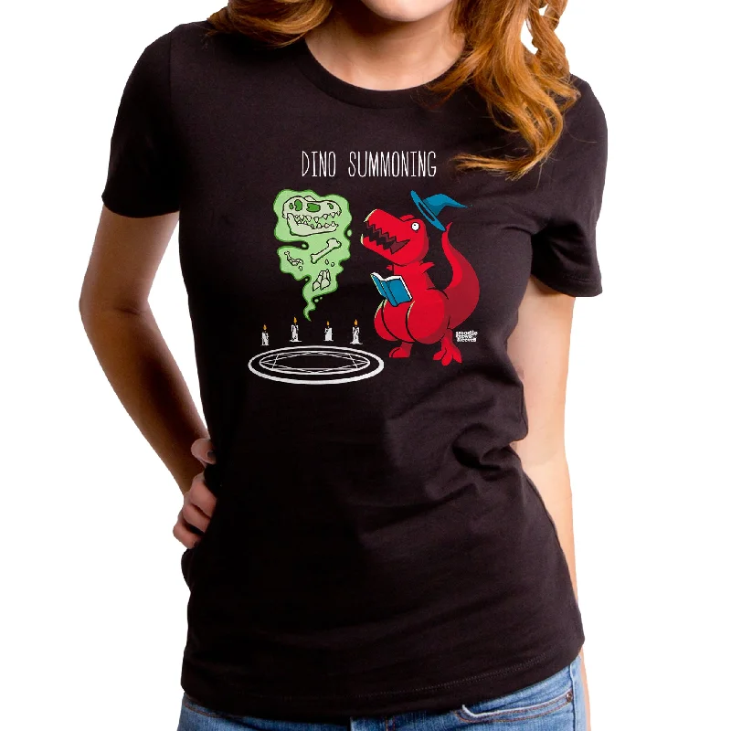 Dino Summoning Women's T-Shirt Houndstooth Herringbone Solid