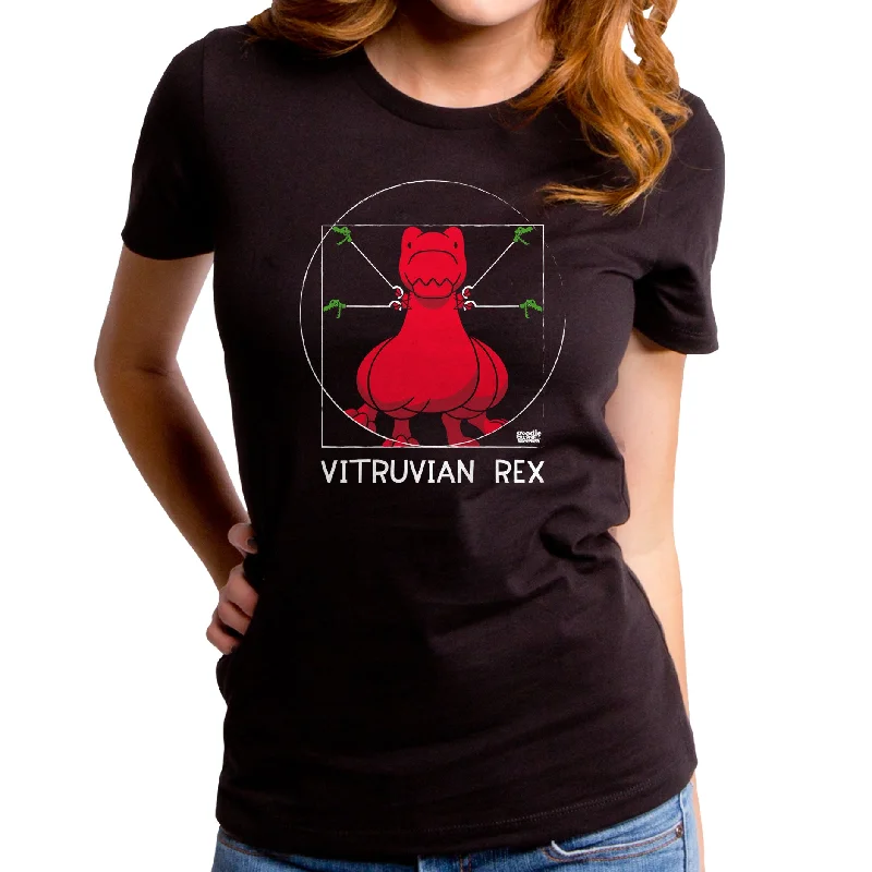 Vitruvian T-Rex Dino Women's T-Shirt Rayon Velvet Corduroy