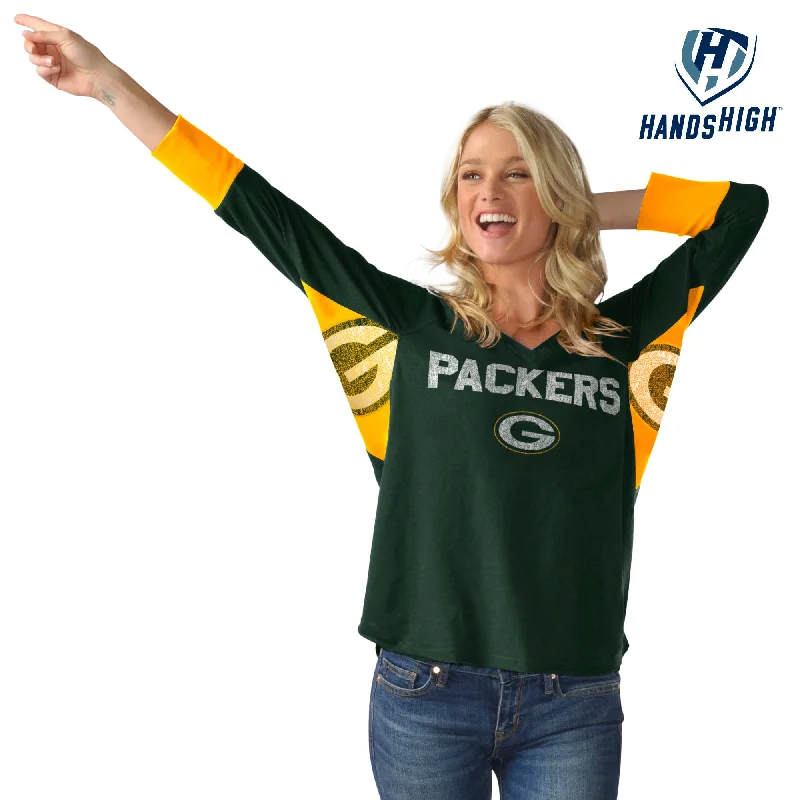 Green Bay Packers Wildcard Long Sleeve Women's Tee Modern Contemporary Chic