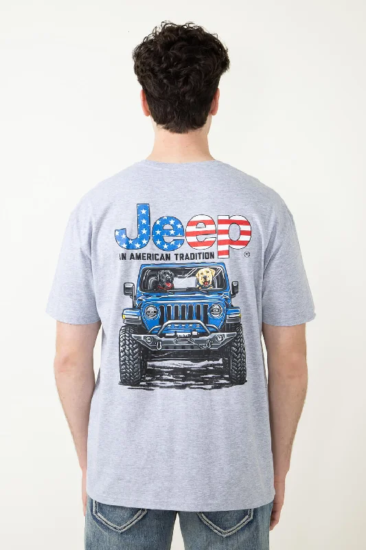 Jeep USA Labs T-Shirt in Heather Grey | 3074-HEATHERGREY Handmade Hand-knitted Hand-woven Jeep USA Labs T-Shirt in Heather Grey | 3074-HEATHERGREY Handmade Hand-knitted Hand-woven