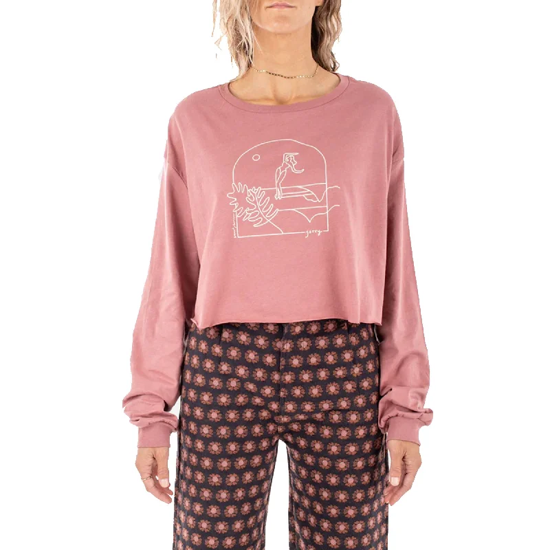 Jetty Tidal Romance Women's L/S Shirt - Mauve Mesh Blend Leather Blend Suede Blend