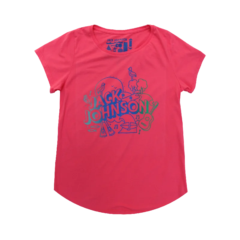 Ladies Coral Doodle Tee Spandex Blend Rayon Blend Denim Blend