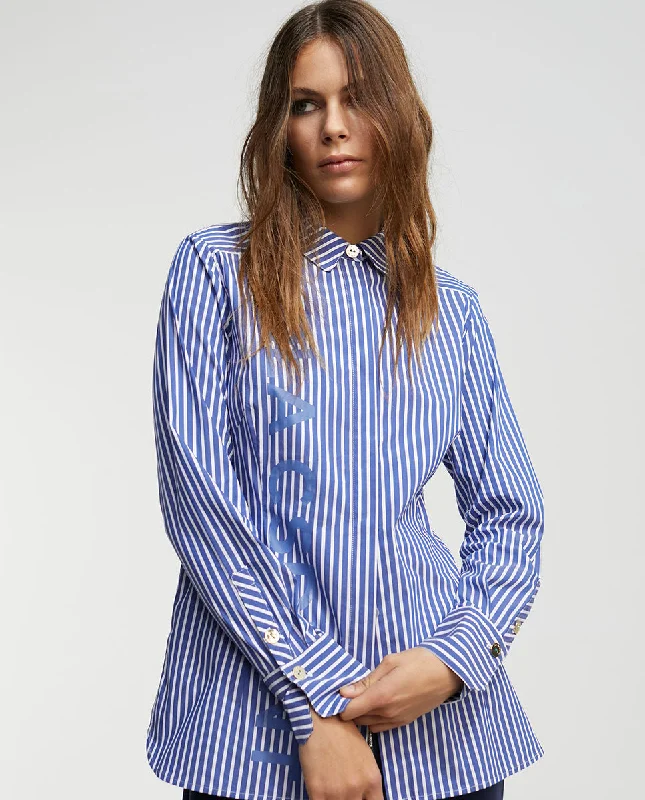 Striped shirt with logo Spandex Blend Rayon Blend Denim Blend