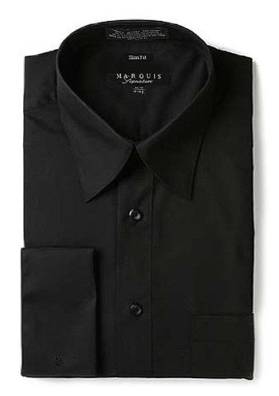 Marquis 009F Dress Shirt Regular Fit French Cuff Black Chenille Blend Fleece Blend Nylon Blend Marquis 009F Dress Shirt Regular Fit French Cuff Black Chenille Blend Fleece Blend Nylon Blend