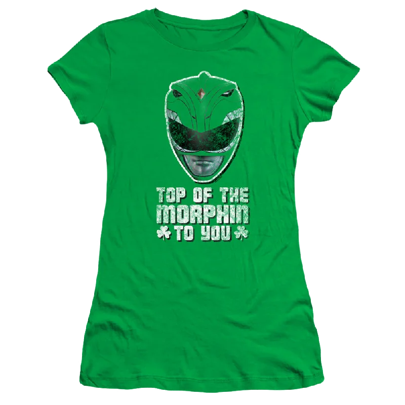 Mighty Morphin Power Rangers Top Of The Morphin To You - Juniors T-Shirt Silk Blend Satin Velvet Mighty Morphin Power Rangers Top Of The Morphin To You - Juniors T-Shirt Silk Blend Satin Velvet