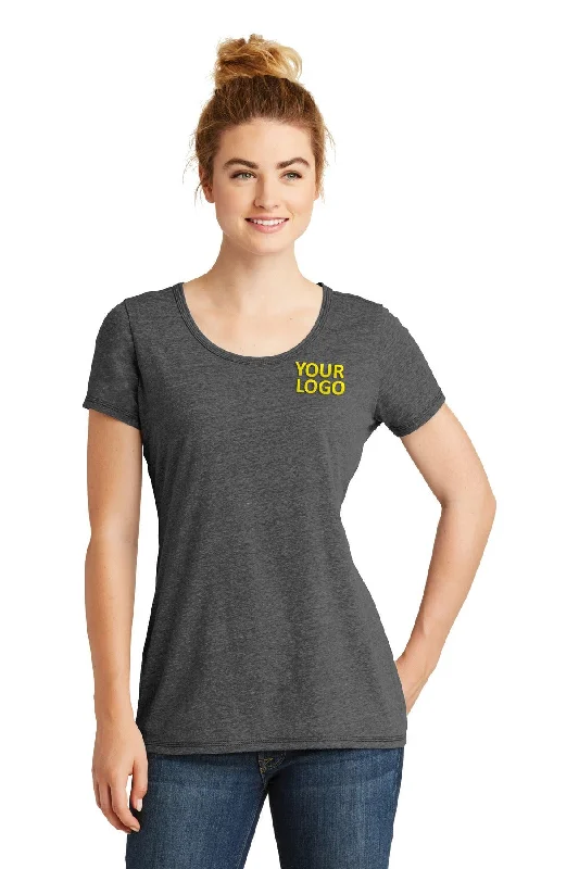 New Era Ladies Tri Blend Performance Customized Tee's, Dark Graphite V-Neck T-Shirt Long Sleeve Cotton