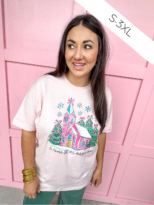 Pink Church Tee Lace Blend Ribbed Blend Corduroy Blend