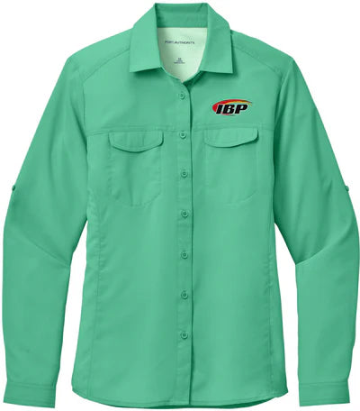 Port Authority Women's Long Sleeve UV Daybreak Shirt Front Pockets Side Pockets Patch Pockets Port Authority Women's Long Sleeve UV Daybreak Shirt Front Pockets Side Pockets Patch Pockets