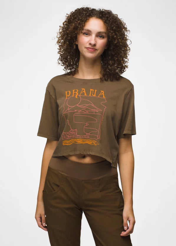 Prana Everyday VW Graphic Crop tee Zippered Buttoned Snapped