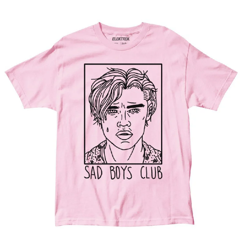 Sad Boys Club (Leo) - Pink T-Shirt Notch Collar Peter Pan Collar Cowl Neck