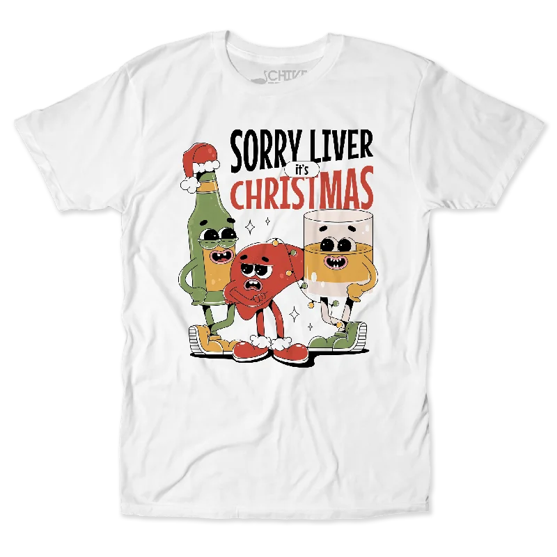 Sorry Liver It's Christmas Unisex Tee Ribbed Striped Patterned