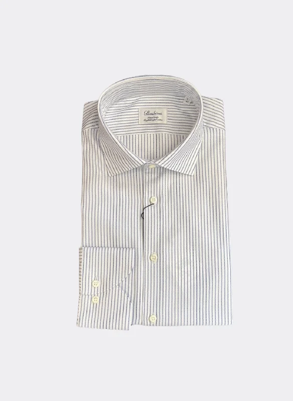 Stenströms Twill Striped Shirt in Light Blue Thin T-Shirt Open Front Quick Dry