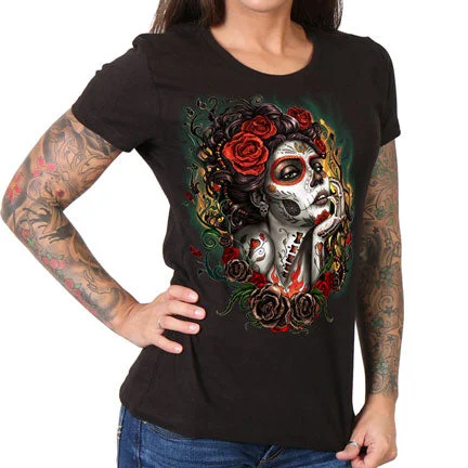 Sugar Woman Ladies T-Shirt Lace Blend Ribbed Blend Corduroy Blend