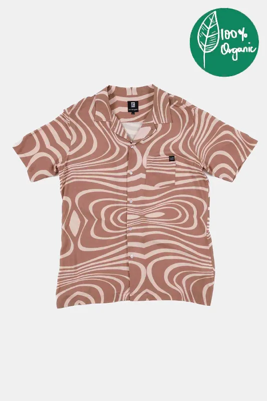Swirl Shirt Organic Brown Houndstooth Herringbone Solid