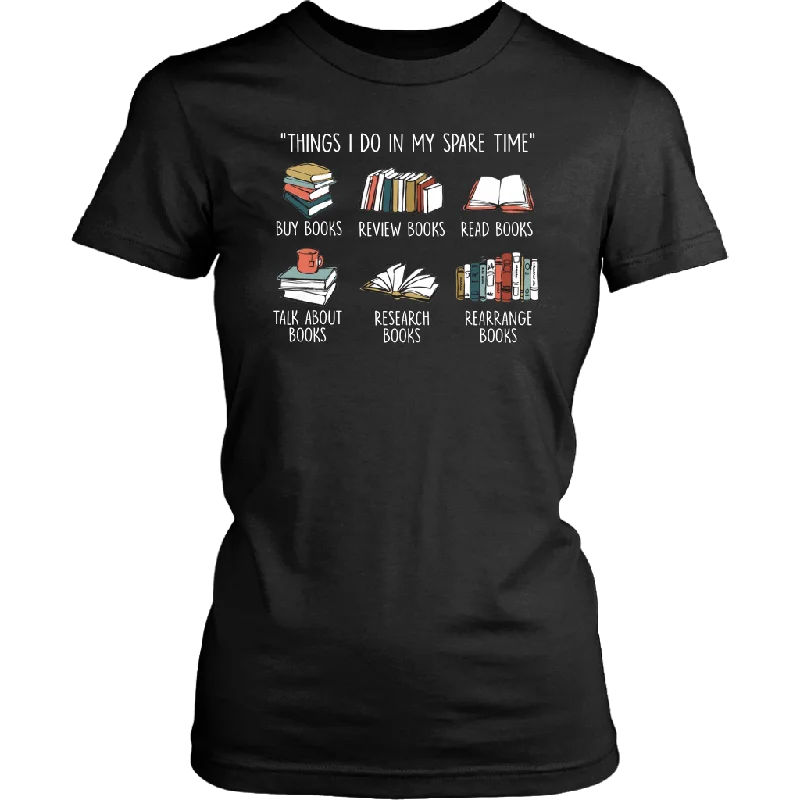 "Things I Do In My Spare Time" Women's Fitted T-shirt Solid Print Embellished