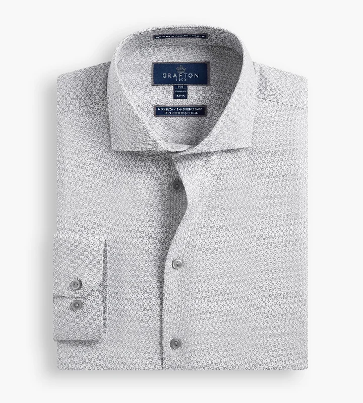 Modern Fit Geo Print Dress Shirt Real Fur Shearling Chenille