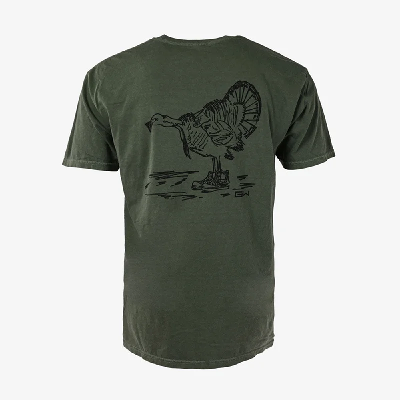 Turkey Strut Graphic Tee | Military Green Solid Print Embellished
