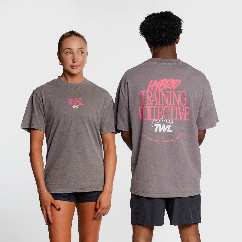 TWL - LIFESTYLE OVERSIZED T-SHIRT - TRAINING COLLECTIVE - FADED GREY/NEON PINK Satin Fabric Silk Fabric Chiffon Fabric