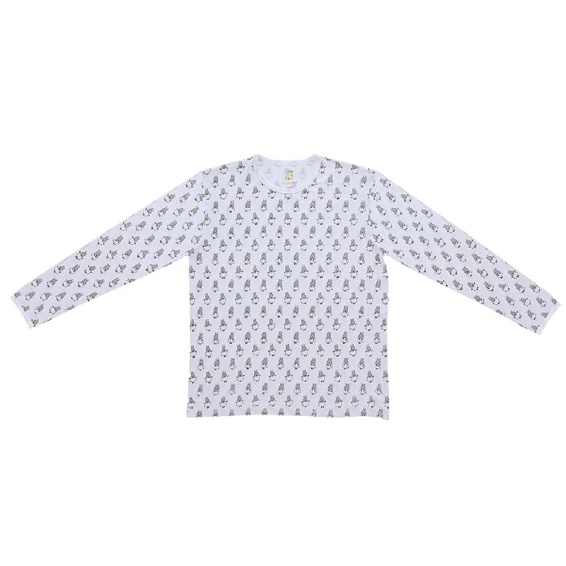 Unisex Long Sleeve Shirt Small Sheepz White Solid Print Embellished