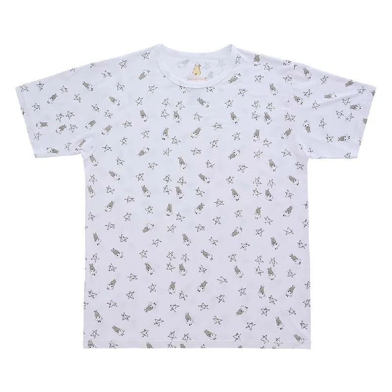 Unisex Short Sleeve T-Shirt Small Star & Sheepz White Beaded Sequined Faux Fur
