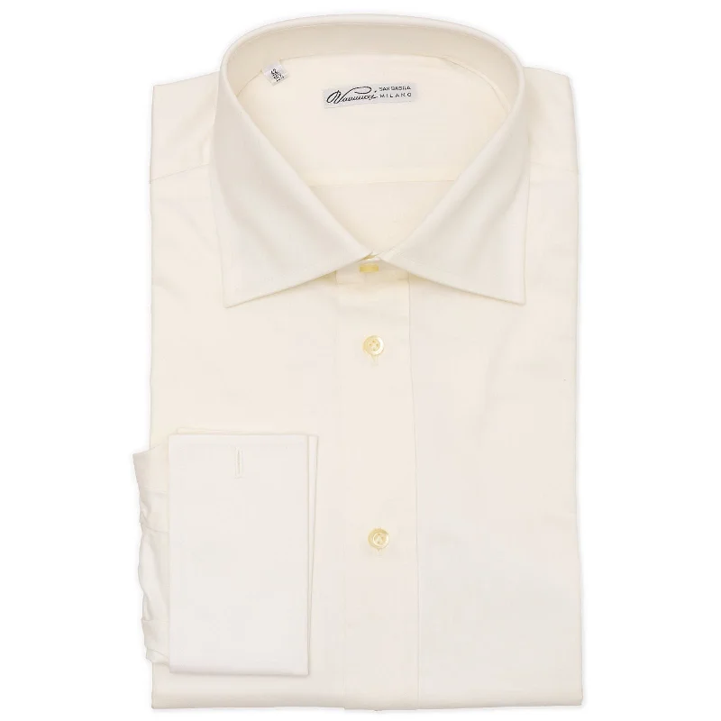 VANNUCCI Milano Ivory Twill Cotton French Cuff Dress Shirt NEW Asymmetrical Pockets Print VANNUCCI Milano Ivory Twill Cotton French Cuff Dress Shirt NEW Asymmetrical Pockets Print