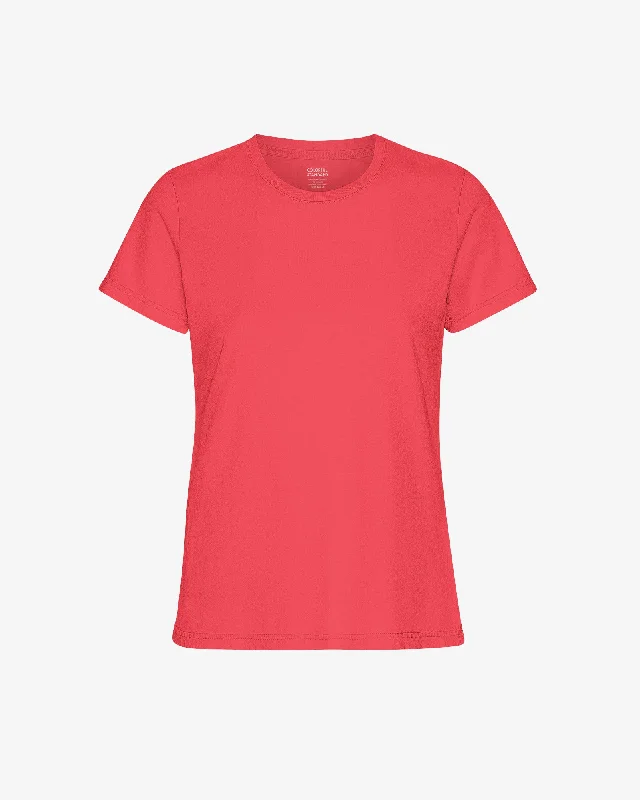 Women Light Organic Tee - Red Tangerine Collared Crew Neck Turtle Neck
