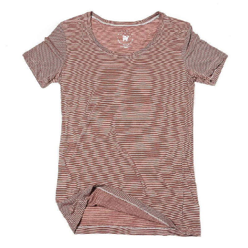 Women's Castaway Tee--Bayfield Stripe Asymmetrical Pockets Print