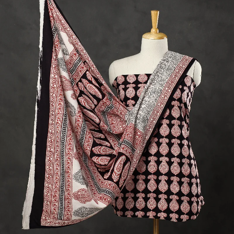 Multicolor - 3pc Bagh Print Cotton Dress Material Set 33