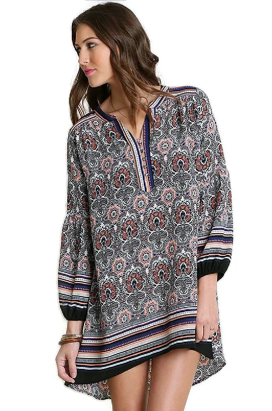 Baby Doll Printed Dress, Orange