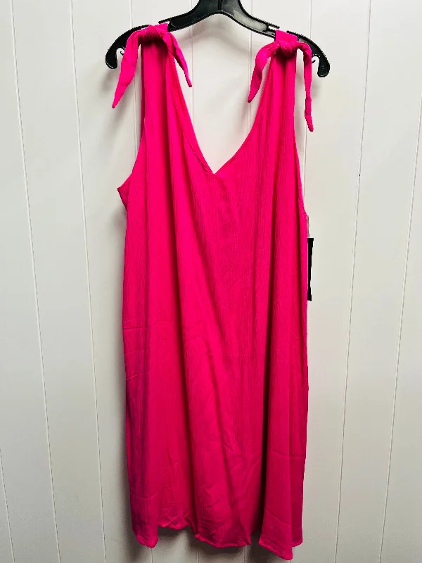 Dress Casual Short By Nina Leonard In Pink, Size: 3x